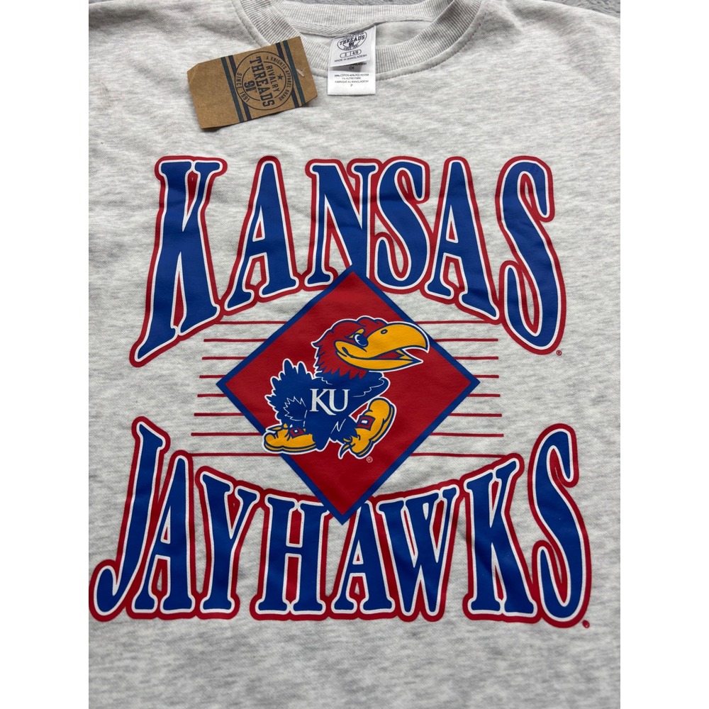 Rivalry Threads Kansas Jayhawks Oversized Sweatshirt Gray NCAA Crewneck Womens S - Picture 2 of 5
